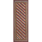 Tribal Geometric Striped Antique Caucasian Shirvan Hallway Runner Rug