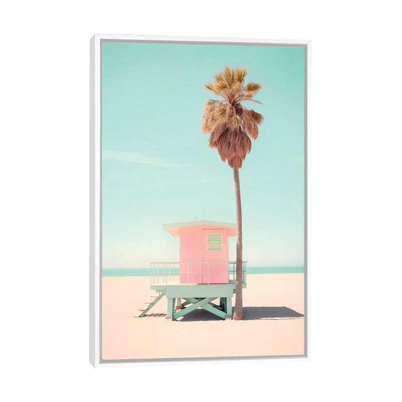 «Beachside Pink Bliss», reproduction d'art murale encadrée, H 26 po x l 18 po, Reproduction encadrée sans passe-partout
