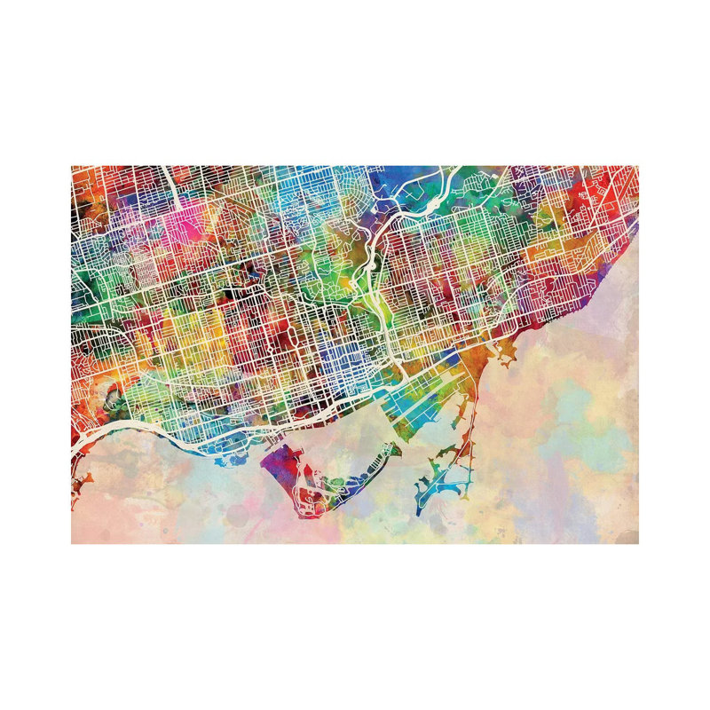 Toronto Street Map III by Michael Tompsett - Wrapped Canvas Gallery-Wrapped Canvas Giclée, 30.48 cm H x 45.72 cm W