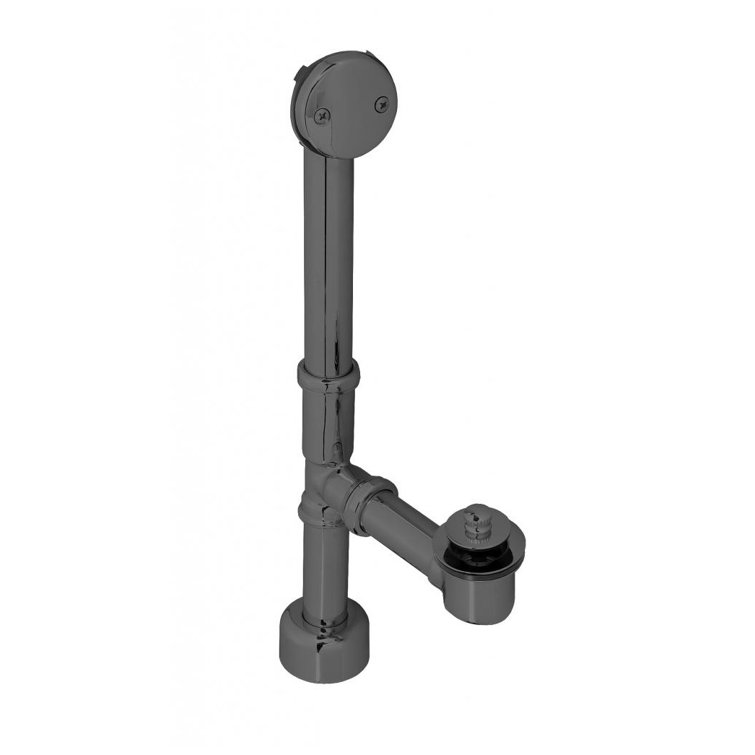 14" Fully Finished Brass Pull & Close Bathtub Leg Drain Assembly with 2-Hole Overflow