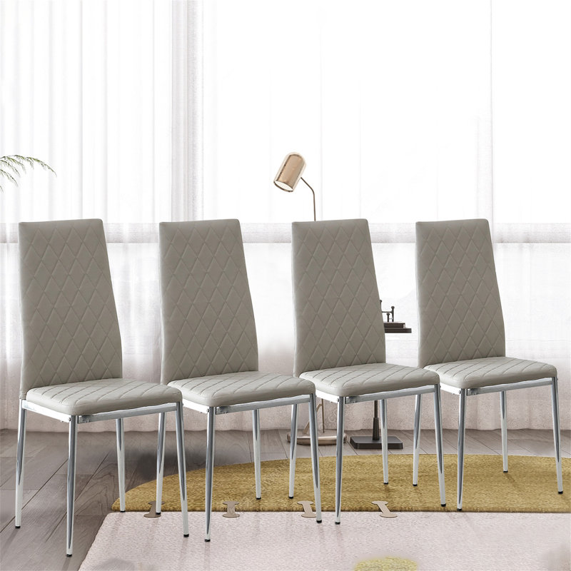 Bernovich PU Upholstered Metal Side Chair, Gray