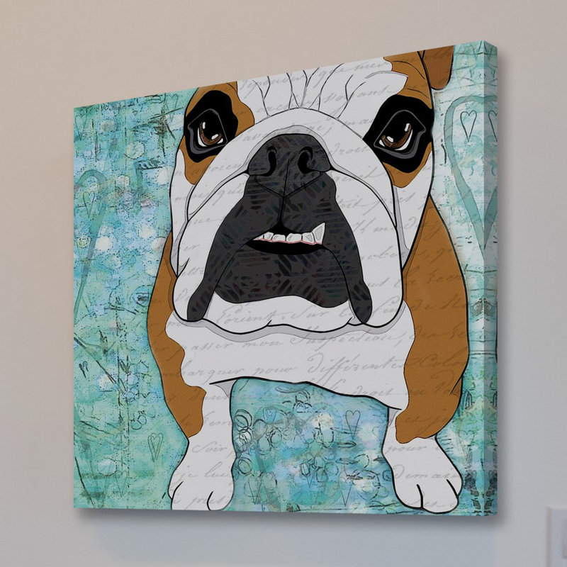 « bouledogue pop art » par stéphanie gerace, reproduction d’art sur toile tendue, H 48 po x l 48 po x P 1,5 po