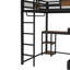 Queen Loft Bed With Desk And Storage Non-Woven Fabric Drawers, Metal Loft Bed Frame With Ladders, Nosie-Free