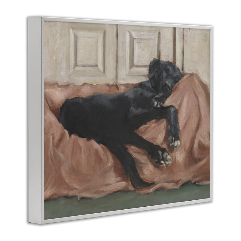 «Lab Dozing Off Giclee Art», conception par Ethan Harper, H 11 po x l 14 po, Estampe numérique encadrée blanc bord de mer
