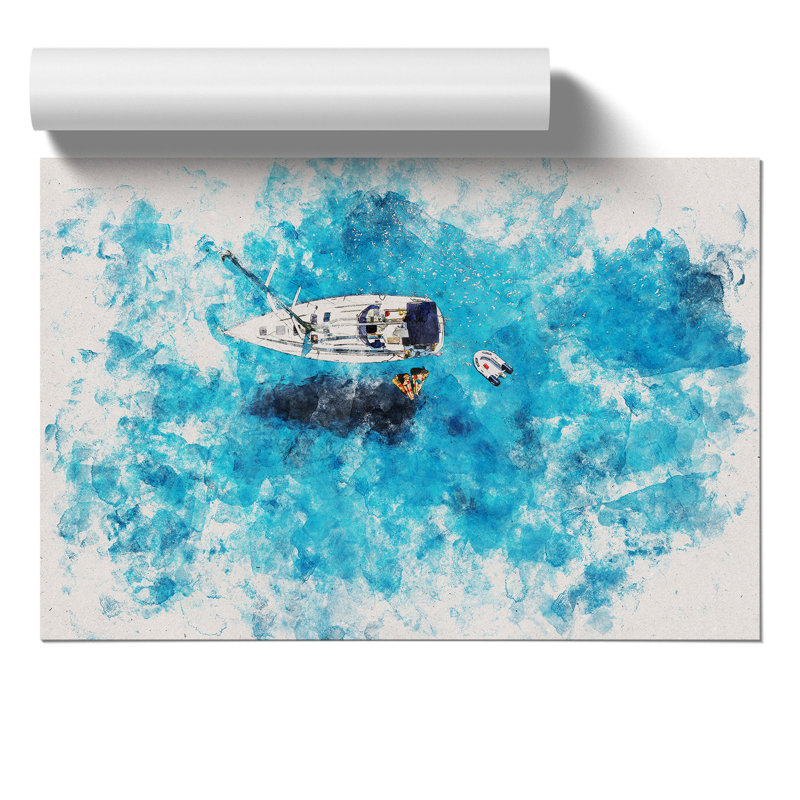 Boat In The Balearic Islands - No Frame Print, 30cm H x 42cm W x 0.1cm D