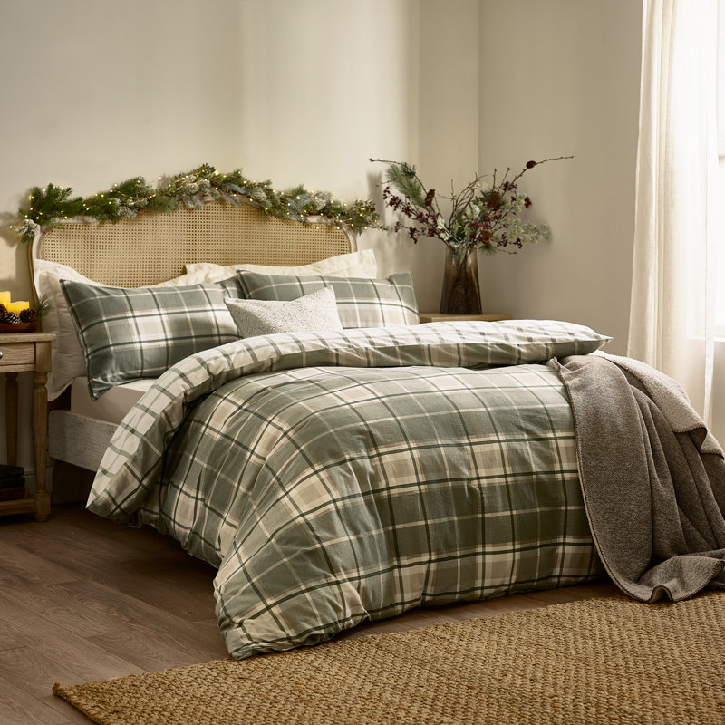 Braemar Check 100% Cotton Sheet Set, Single Duvet Cover + 1 Standard Pillowcase