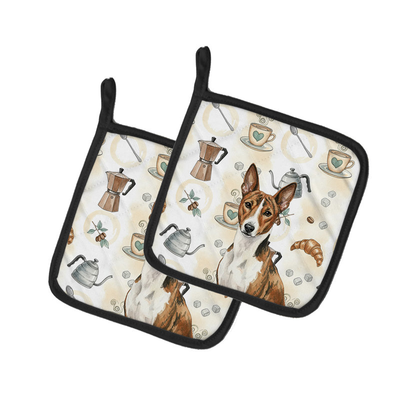 Paire de porte-casseroles bringés et blancs Basenji