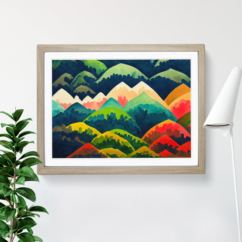 Abstract Mountain Range - Framed Print, 46cm H x 64cm W x 2cm D, Oak