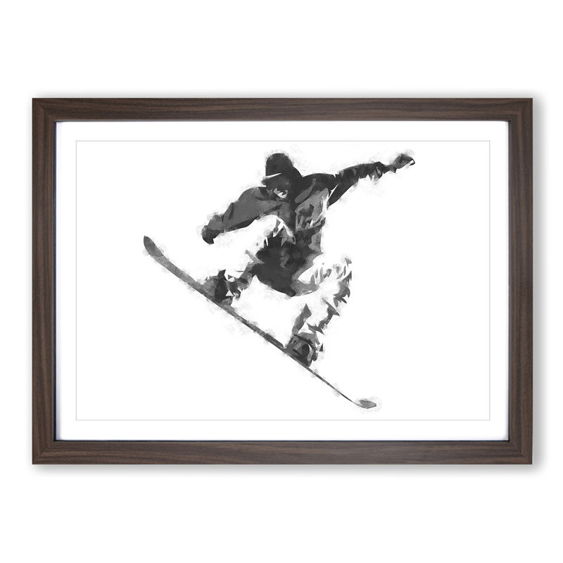 The Snowboarder - Picture Frame Painting Print, 33cm H x 45cm W x 2cm D, Walnut Framed