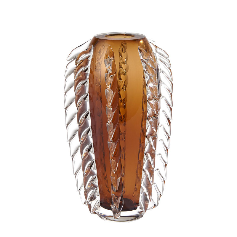 Fringe Vase, Brown, 13.5" H x 8.25" W x 8.25" D