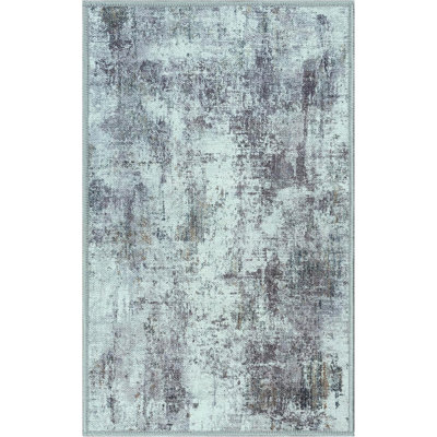 GLN Contemporary Collection - Modern Machine Washable Area Rug, Non Slip, Abstract, Living Room, Bedroom, Bathroom (Gray)