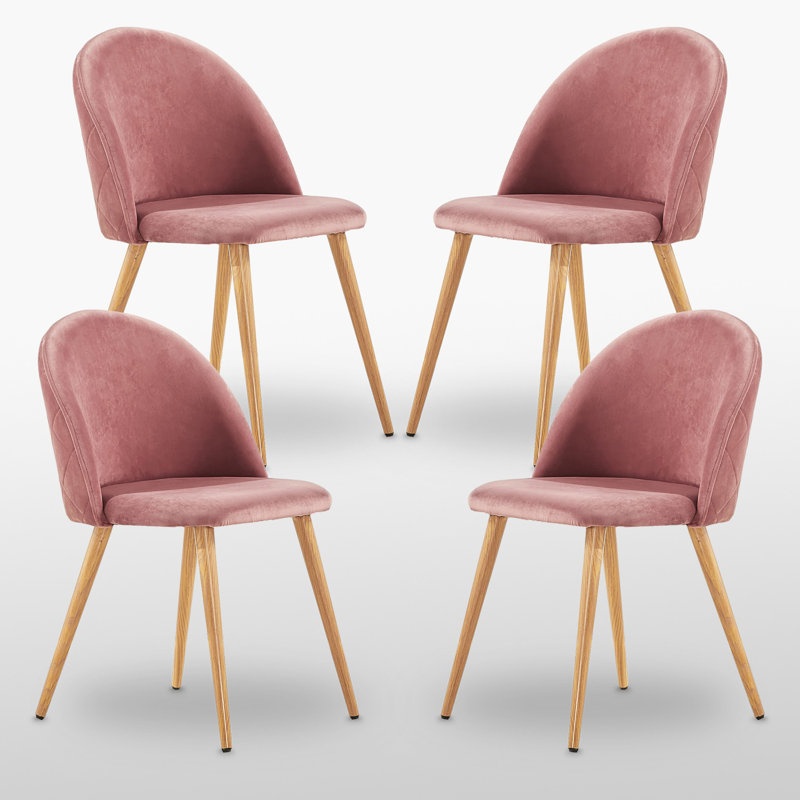 Heavener Modern Velvet Dining Chairs - Ergonomic Upholstered Curved Back with Solid Wooden Legs - Side Chair for Kitchen Living Room Dining Room