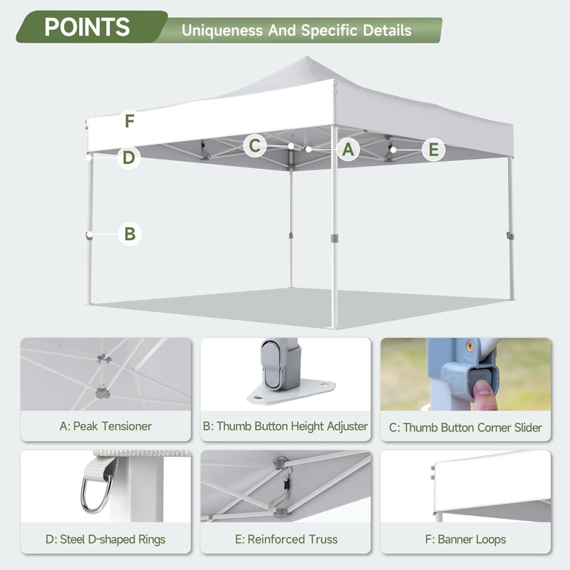 Instant Pop-Up Canopy Tent With Hexagonal Steel Frame, 500D Waterproof Top, Portable Shelter For Outdoor Events, Camping, And Parties