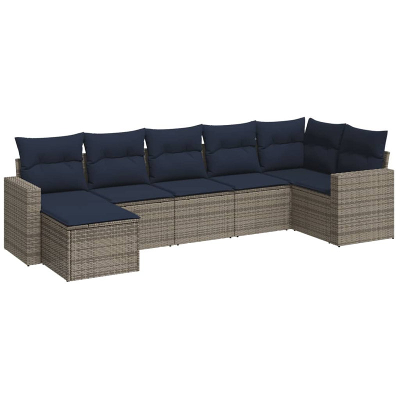 Ensemble de canapé de patio avec coussins 7 pièces Ebern Designs, Gris, Marine