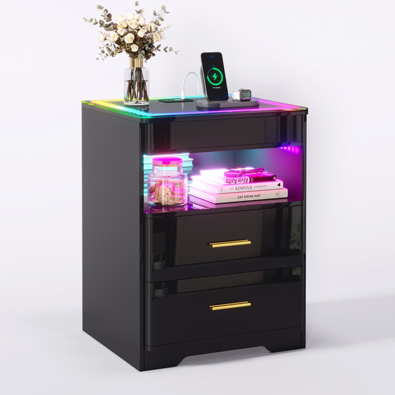 45cm W Bedside Table, Black