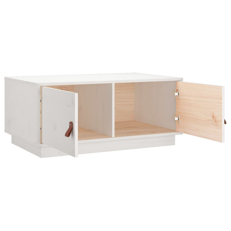 Kyel Solid Wood Block Coffee Table with Storage, White
