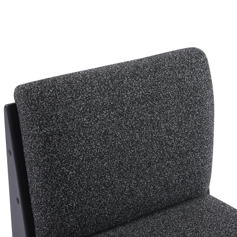 Fauteuils de chambre rembourrés à profil bas, Noir moucheté, Noir