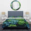 Ensemble de housse de couette vert et bleu, hydrangées et émeraude-107146752