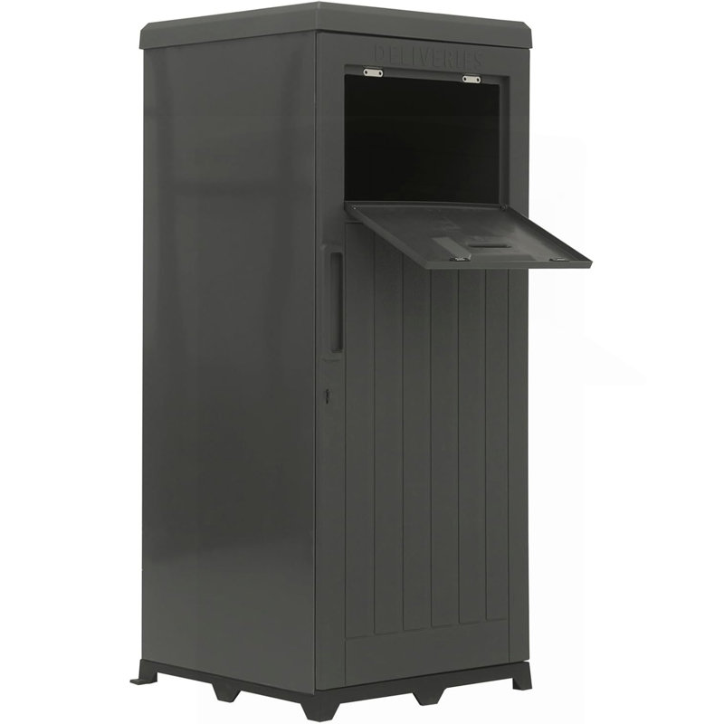 Boîte de livraison de colis pour l'extérieur, grande boîte de dépôt de colis avec rangement en résine verrouillable, imperméable et verrouillable à l'extérieur