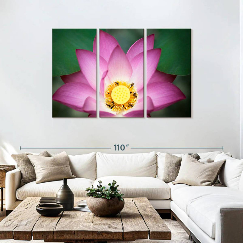 Harnek Bees On Lotus, 48" H x 74" W