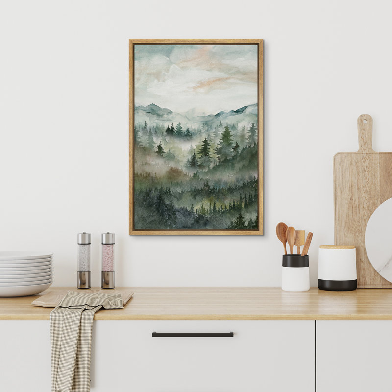 Abstrait, forêt, paysage de montagne, photos murales, impression d'art sur toile verte, décor boisé, H 36 po x l 24 po