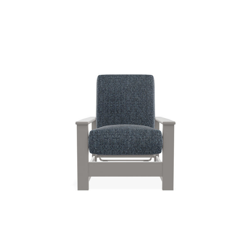 Chaise avec accoudoirs à coussin profond en polymère de qualité marine Leeward, Gris chaleureux, Restaurez l'indigo