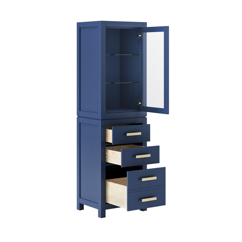 Esita Solid Wood Linen Cabinet, Monarch Blue