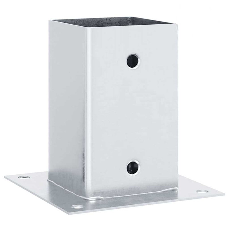 Post Bases Square 4 Pcs 81X81 Mm Galvanised Steel, Silver