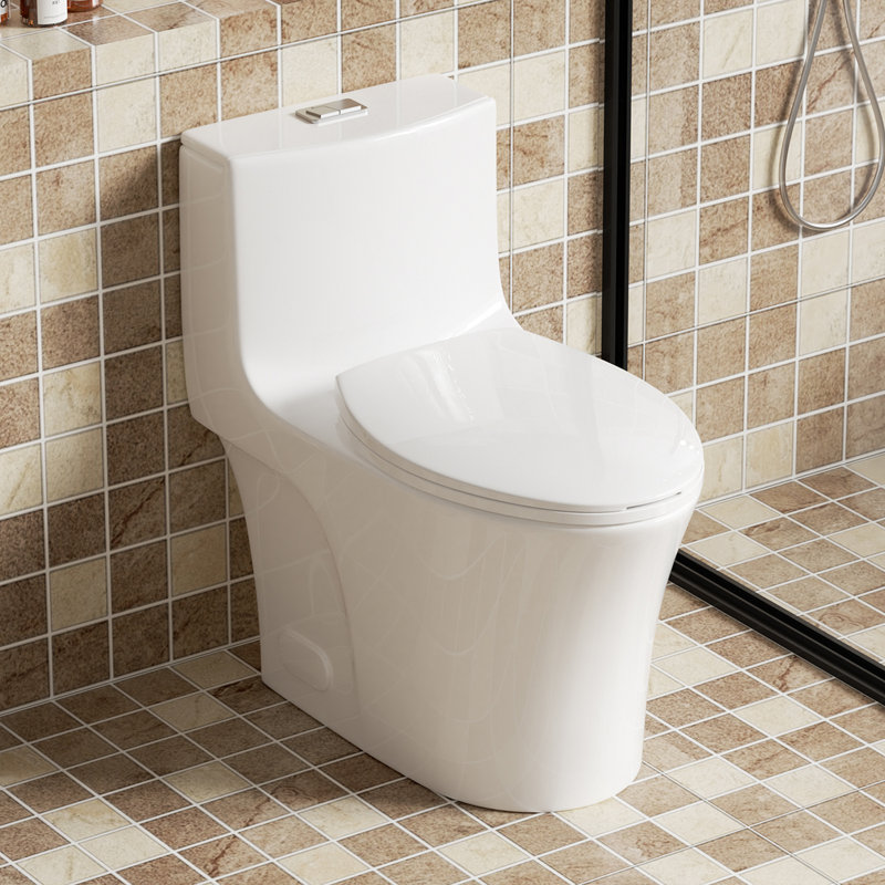 Toilette une pièce à chasse double 1,1 / 1,6 GPF, siège allongé, fermeture en douceur, hauteur 17 po ADA, Blanc lustré