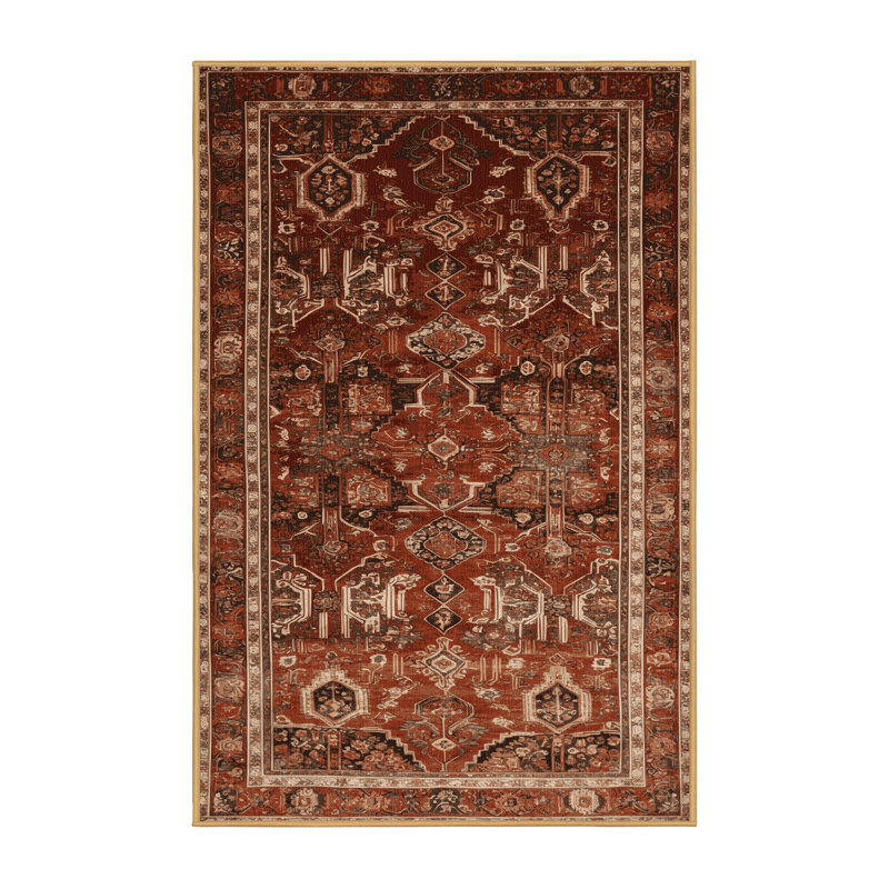 Tapis brun lavable à la machine, Rectangle de 5 pi x 8 pi