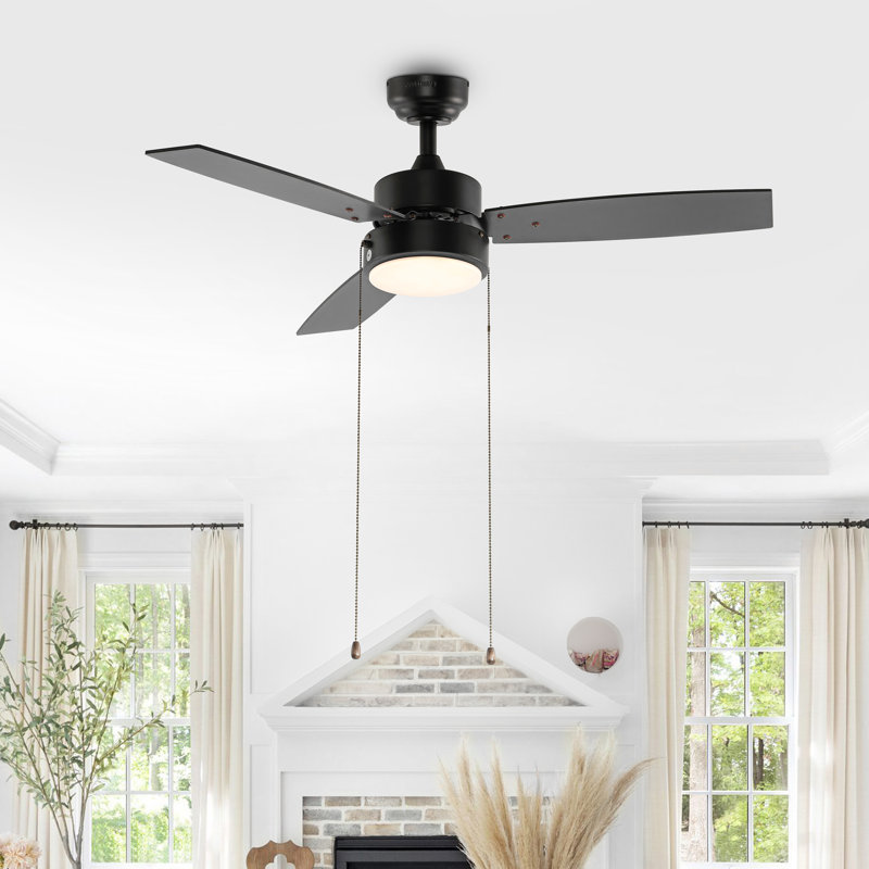 Ventilateur de plafond à DEL ajustable à hauteur réglable en fer à 3 vitesses de 42 po avec chaînes de traction Arevik