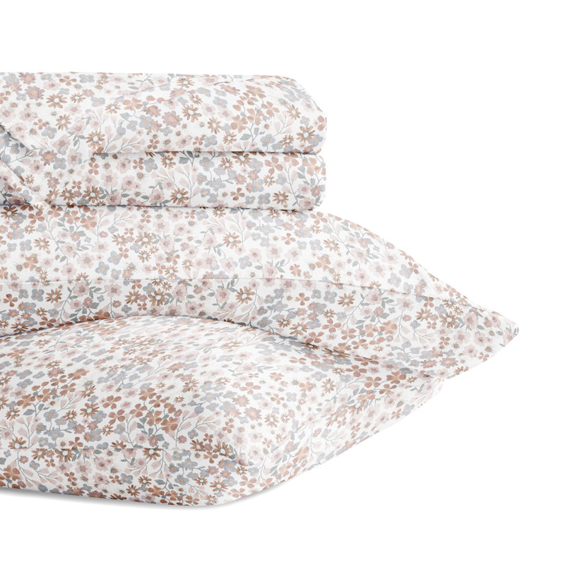 California King Garden Bloom Floral Cotton Microfiber Sheet Set