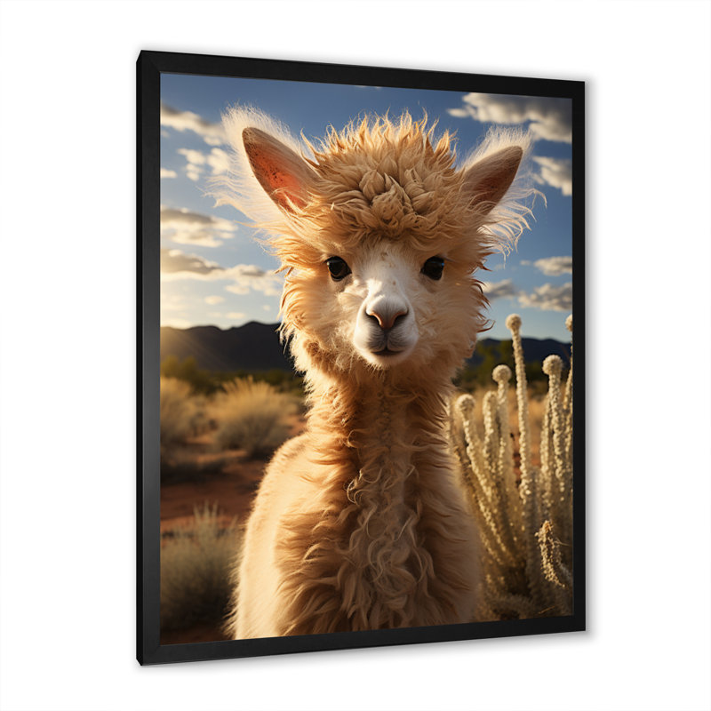 Azacha Alpaca Vibrant Portrait II - reproduction, Cadre simple noir, H 44 po x l 34 po x P 1,5 po