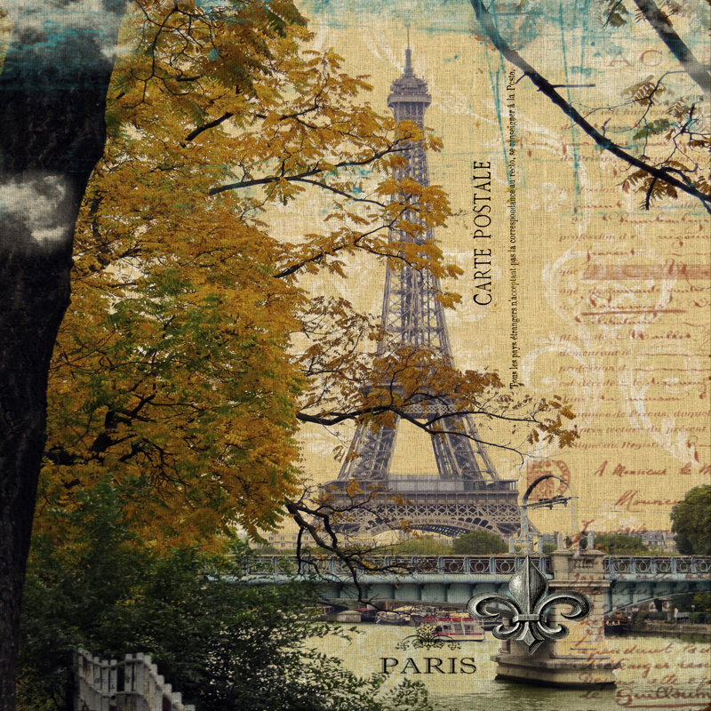 Eiffel Romance III - Wrapped Canvas Print, 30cm H x 30cm W