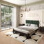 Base de lit plateforme en bois massif de style rétro Ines avec tête de lit tapissier en velours-991268221-991268192
