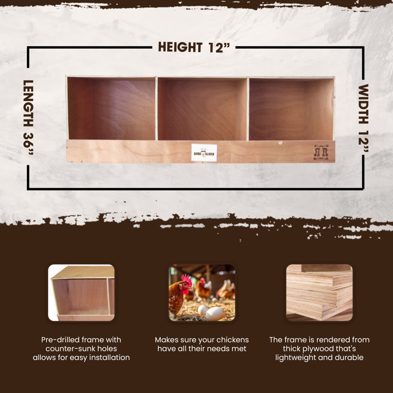 Rugg'Egg' Ranch Triplex Wooden Nesting Box