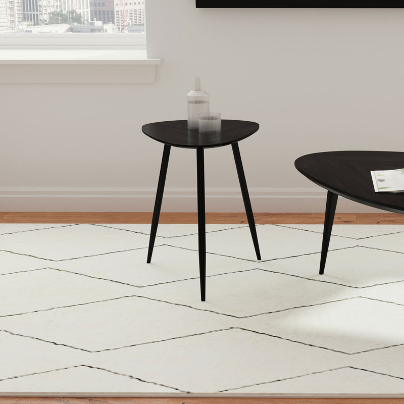 Xander Black Triangular Solid Wood End Table
