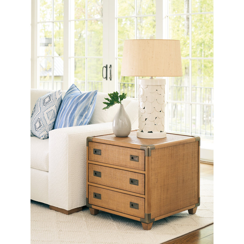 Mid-Century Modern Laguna 3-Drawer Square End Table in Brown