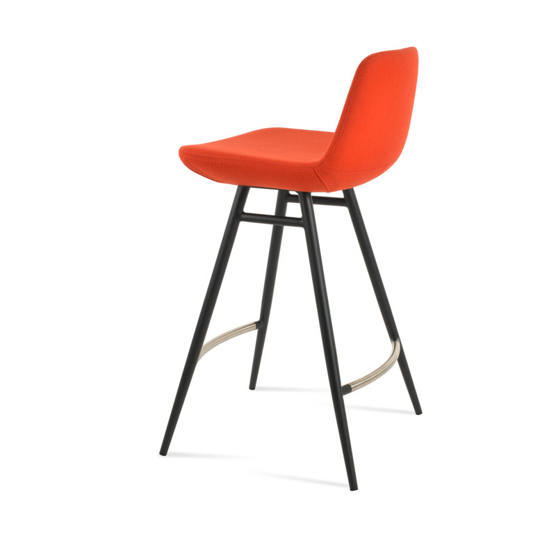 Tabouret de bar et de comptoir Pera Galata, Black/SS, Orange Wool, Counter Stool (24" Seat Height)