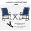 Ensemble de mobilier d'extérieur 3 pièces avec table basse en verre et 2 chaises berçantes pliantes et rembourrées