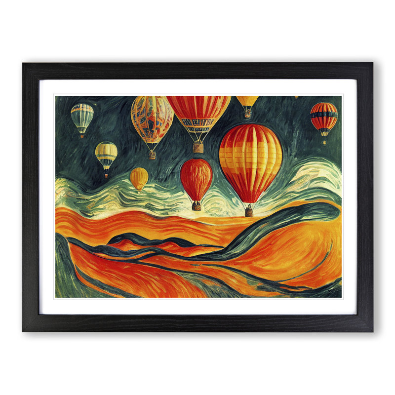 Surreal Hot Air Balloons - Framed Print, Black, 46cm H x 64cm W x 2cm D
