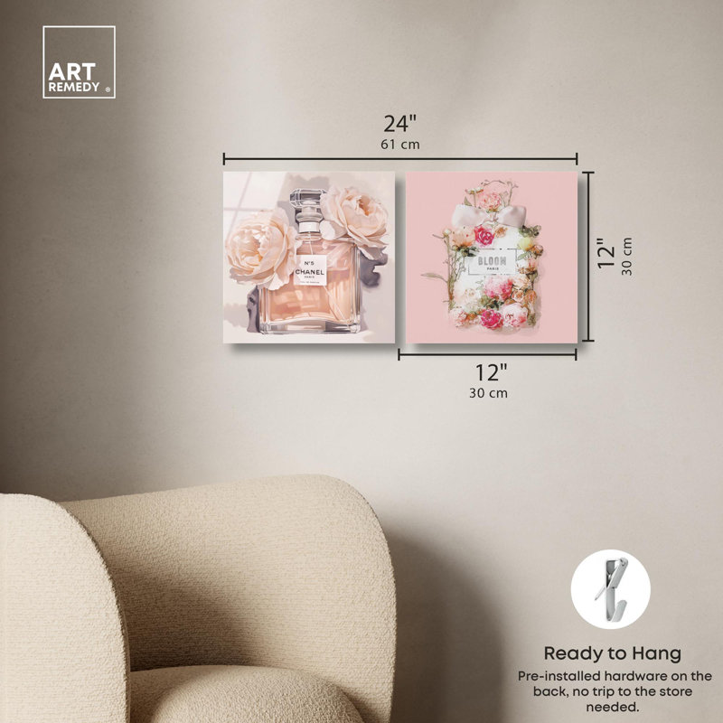 Blush Pink Whimsy Glam Art , H 12 po x l 24 po