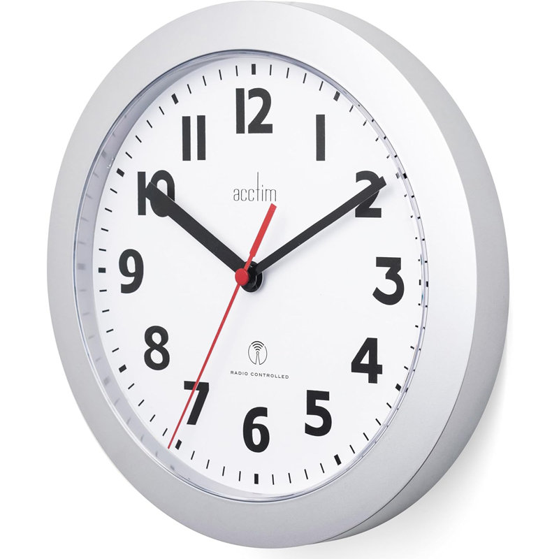 Acctim Parona Wall Clock Radio Controlled, 23 x 23 x 3.50cm, Silver