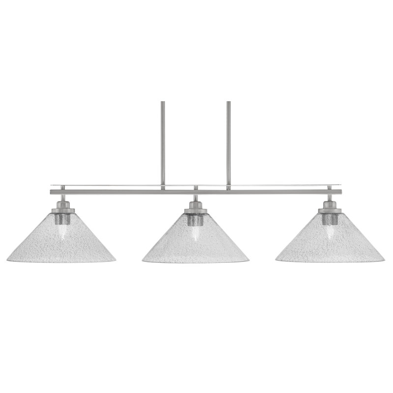 Luminaire pour îlot de cuisine 3 lumières Odyssey avec verre fumé de 12 po, Nickel brossé
