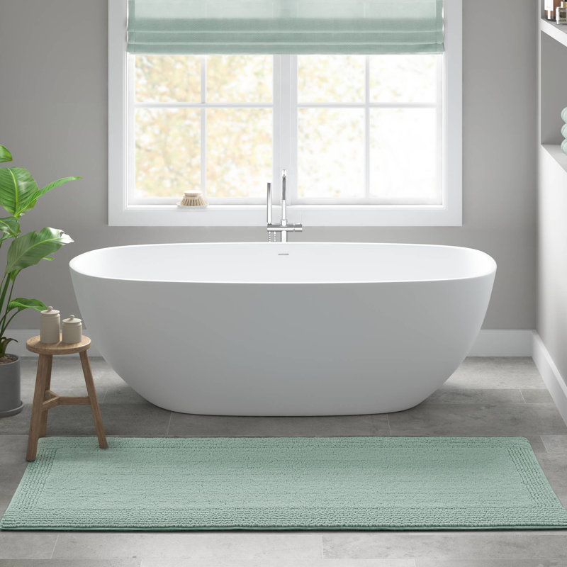 Tapis pour salle de bain réversible 24 x 44 po 100% coton 3000 g / m² - Dense et doux, antidérapant et durable