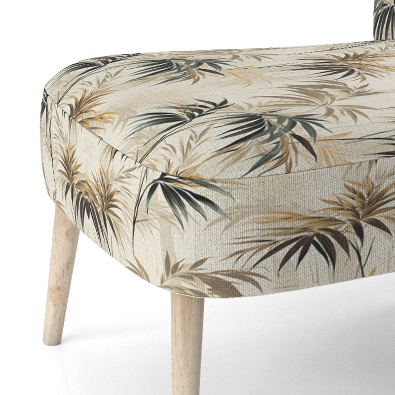 Chaise d'appoint rembourrée A, Motif tropical de bois de grève zen
