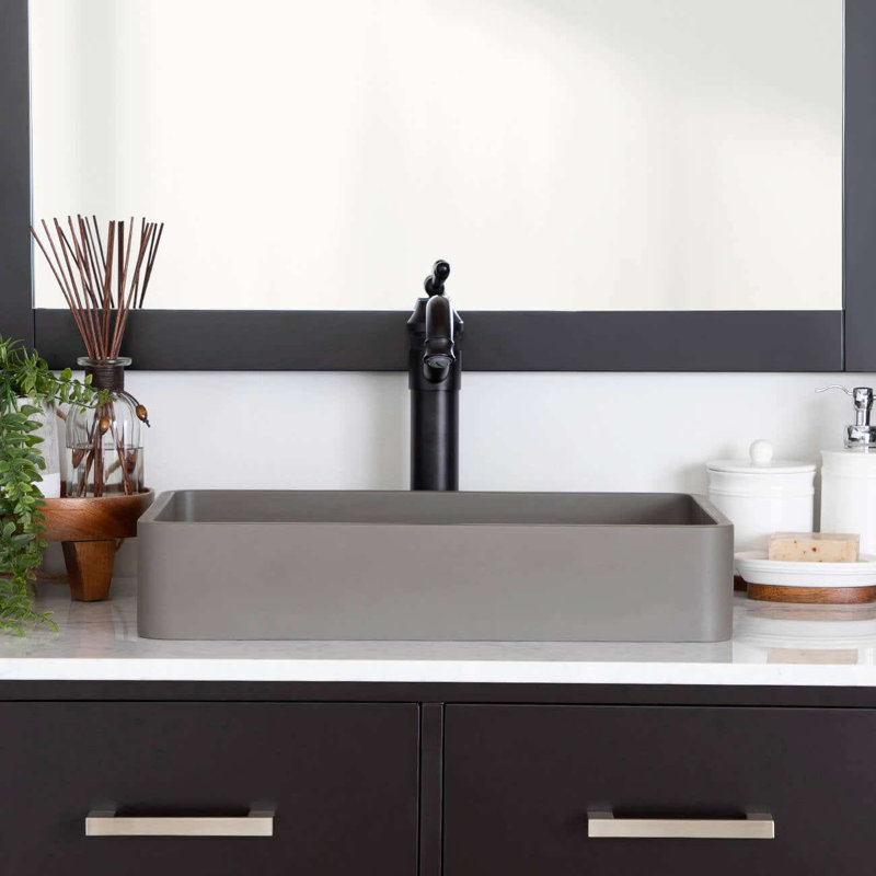 Chevington 12.88'' Concrete Rectangular Bathroom Sink, Smooth Gray