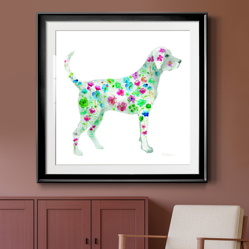 Tapisserie Labrador - peinture encadrée, Papier encadré noir, H 26,5 po x l 26,5 po x P 1,5 po