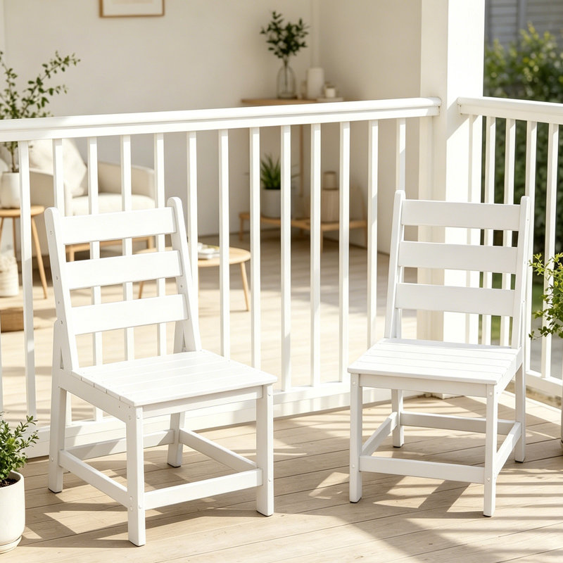 Ensemble de 2 chaises de patio en PEHD, Blanc