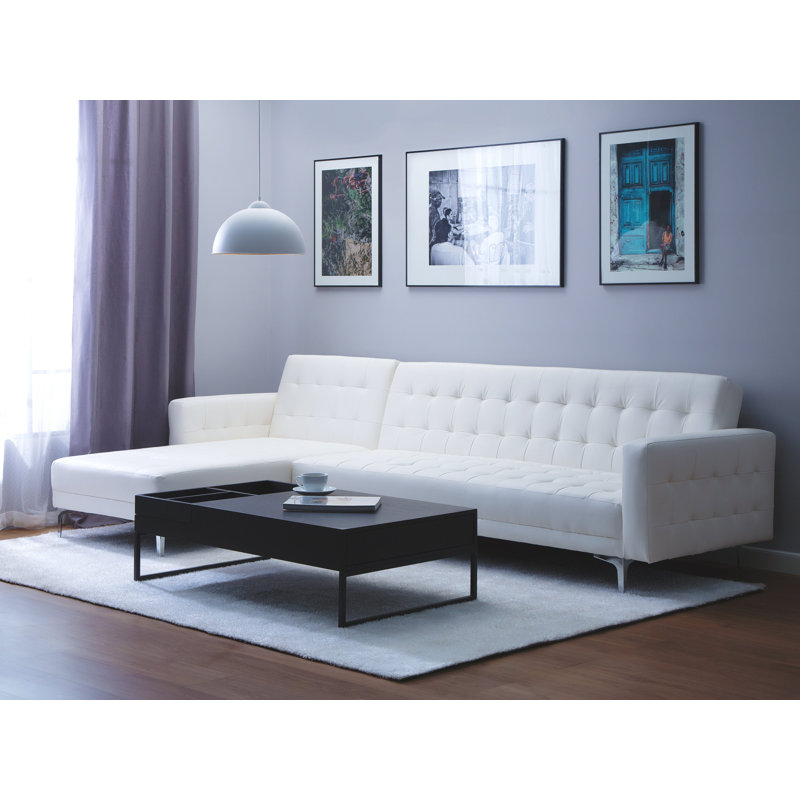 Pinkney 4 Seater Sofa Bed, Left, White